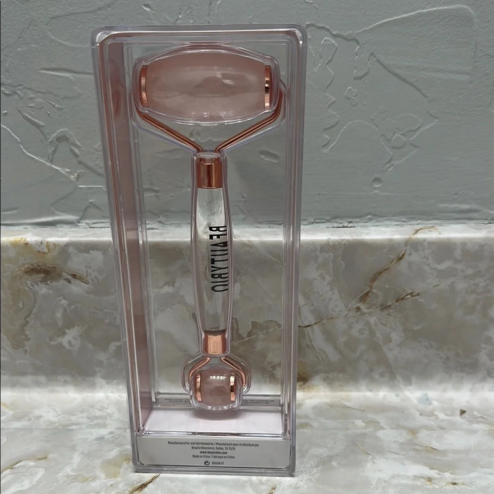 BEAUTYBIO Rose Quartz‎ Crystal Roller for Face Eyes Body Lymphatic Drainage
